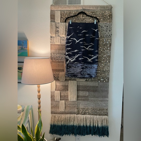 🩵 💙 Anthropologie Maeve Seagull Printed Pencil Skirt Blue NWT sz 4 - Picture 3 of 11
